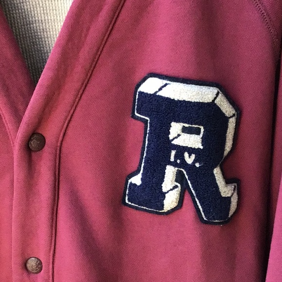 RL Rugby Cardigan Reversible Varsity Letterman Cotton‎ Sweatshirt Jacket - Picture 4 of 15